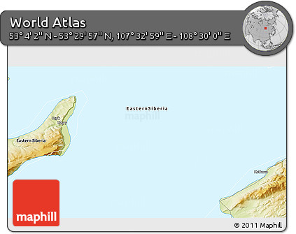 Physical 3D Map of the Area around 53° 17' 0" N, 108° 1' 30" E