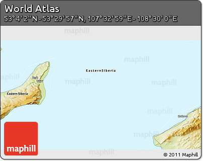 Physical 3D Map of the Area around 53° 17' 0" N, 108° 1' 30" E