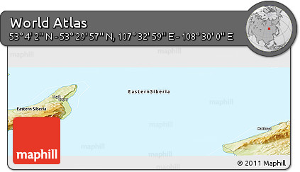 Physical Panoramic Map of the Area around 53° 17' 0" N, 108° 1' 30" E