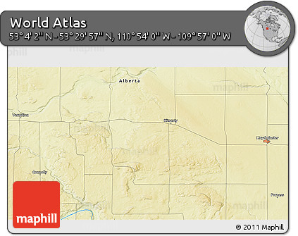 Physical 3D Map of the Area around 53° 17' 0" N, 110° 25' 30" W