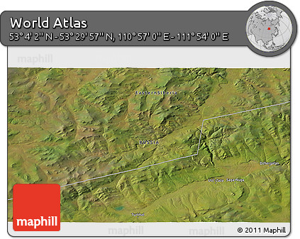 Satellite 3D Map of the Area around 53° 17' 0" N, 111° 25' 30" E