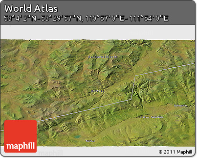 Satellite 3D Map of the Area around 53° 17' 0" N, 111° 25' 30" E