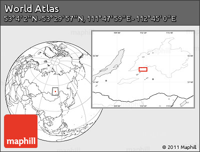 Blank Location Map of the Area around 53° 17' 0" N, 112° 16' 30" E