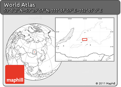 Blank Location Map of the Area around 53° 17' 0" N, 112° 16' 30" E