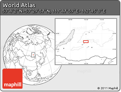 Blank Location Map of the Area around 53° 17' 0" N, 112° 16' 30" E