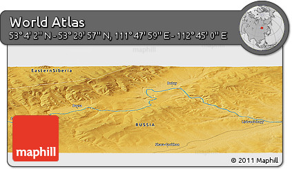 Physical Panoramic Map of the Area around 53° 17' 0" N, 112° 16' 30" E