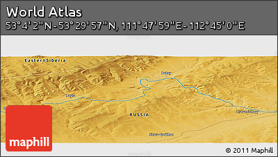 Physical Panoramic Map of the Area around 53° 17' 0" N, 112° 16' 30" E