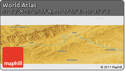 Physical Panoramic Map of the Area around 53° 17' 0" N, 112° 16' 30" E