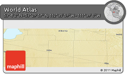 Physical Panoramic Map of the Area around 53° 17' 0" N, 112° 7' 30" W