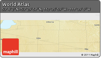 Physical Panoramic Map of the Area around 53° 17' 0" N, 112° 7' 30" W