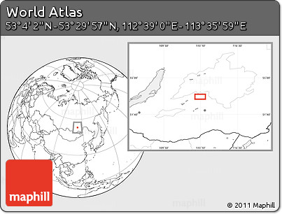 Blank Location Map of the Area around 53° 17' 0" N, 113° 7' 30" E