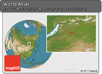 Satellite Location Map of the Area around 53° 17' 0" N, 113° 7' 30" E