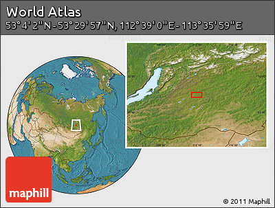 Satellite Location Map of the Area around 53° 17' 0" N, 113° 7' 30" E