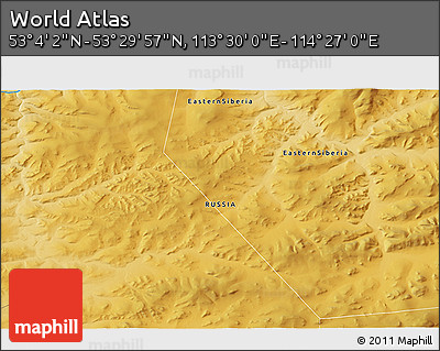 Physical 3D Map of the Area around 53° 17' 0" N, 113° 58' 29" E