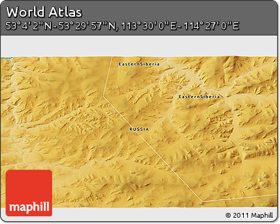 Physical 3D Map of the Area around 53° 17' 0" N, 113° 58' 29" E