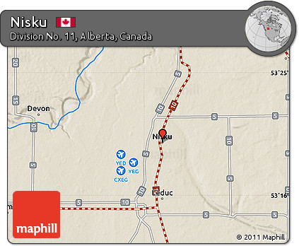Shaded Relief Map of Nisku