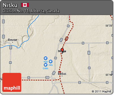Shaded Relief Map of Nisku