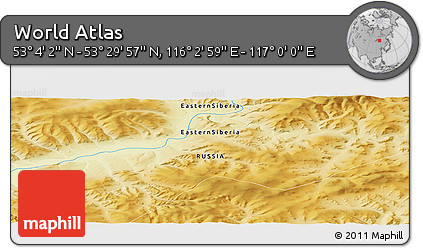 Physical Panoramic Map of the Area around 53° 17' 0" N, 116° 31' 30" E