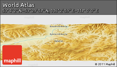 Physical Panoramic Map of the Area around 53° 17' 0" N, 116° 31' 30" E