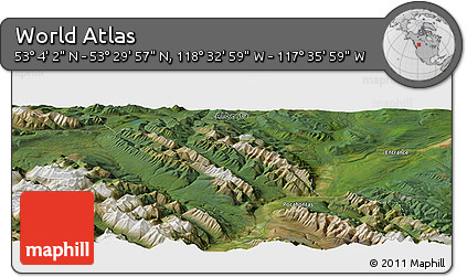 Satellite Panoramic Map of the Area around 53° 17' 0" N, 118° 4' 29" W