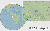 Savanna Style Location Map of the area around 53° 17' 0" N, 118° 55' 30" W, hill shading