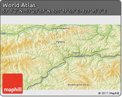Physical 3D Map of the Area around 53° 17' 0" N, 120° 46' 30" E