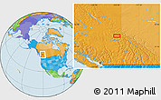 Political Location Map of the area around 53° 17' 0" N, 120° 37' 30" W