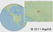 Savanna Style Location Map of the area around 53° 17' 0" N, 120° 37' 30" W, hill shading
