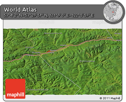 Satellite 3D Map of the Area around 53° 17' 0" N, 121° 37' 30" E