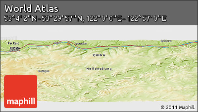 Physical Panoramic Map of the Area around 53° 17' 0" N, 122° 28' 29" E