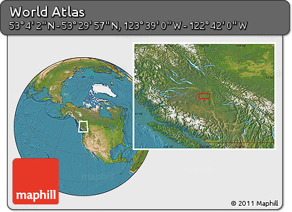 Satellite Location Map of the Area around 53° 17' 0" N, 123° 10' 30" W