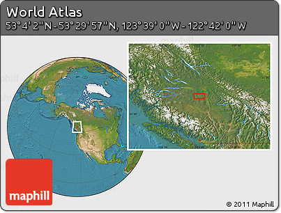 Satellite Location Map of the Area around 53° 17' 0" N, 123° 10' 30" W