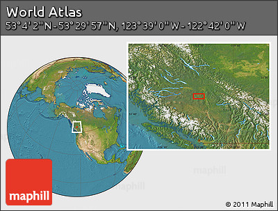 Satellite Location Map of the Area around 53° 17' 0" N, 123° 10' 30" W