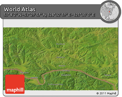 Satellite 3D Map of the Area around 53° 17' 0" N, 125° 1' 30" E