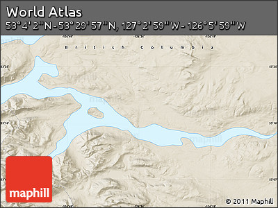 Shaded Relief Map of the Area around 53° 17' 0" N, 126° 34' 29" W