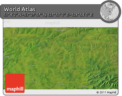 Satellite 3D Map of the Area around 53° 17' 0" N, 128° 25' 30" E