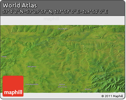 Satellite 3D Map of the Area around 53° 17' 0" N, 128° 25' 30" E