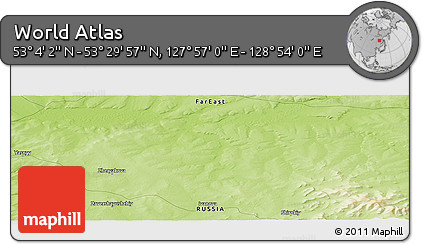 Physical Panoramic Map of the Area around 53° 17' 0" N, 128° 25' 30" E