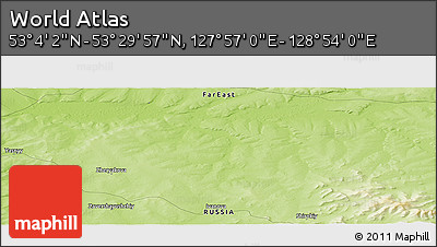Physical Panoramic Map of the Area around 53° 17' 0" N, 128° 25' 30" E
