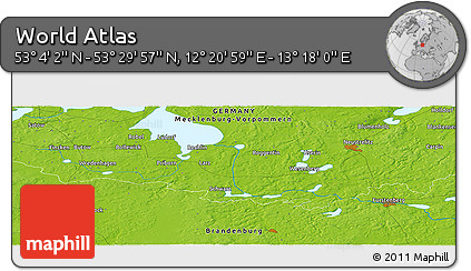 Physical Panoramic Map of the Area around 53° 17' 0" N, 12° 49' 29" E