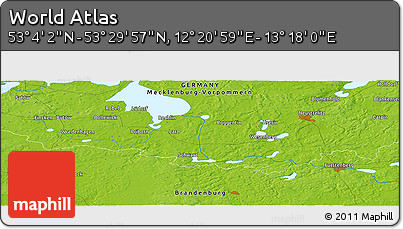 Physical Panoramic Map of the Area around 53° 17' 0" N, 12° 49' 29" E