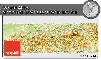Physical Panoramic Map of the Area around 53° 17' 0" N, 132° 40' 30" E