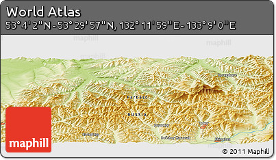Physical Panoramic Map of the Area around 53° 17' 0" N, 132° 40' 30" E