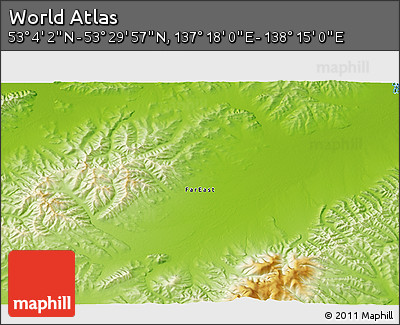 Physical 3D Map of the Area around 53° 17' 0" N, 137° 46' 30" E