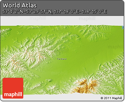 Physical 3D Map of the Area around 53° 17' 0" N, 137° 46' 30" E
