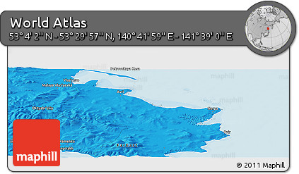 Political Panoramic Map of the Area around 53° 17' 0" N, 141° 10' 30" E