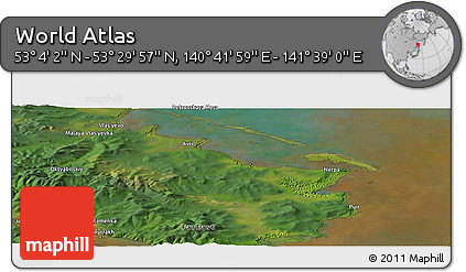 Satellite Panoramic Map of the Area around 53° 17' 0" N, 141° 10' 30" E