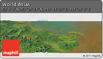 Satellite Panoramic Map of the Area around 53° 17' 0" N, 141° 10' 30" E