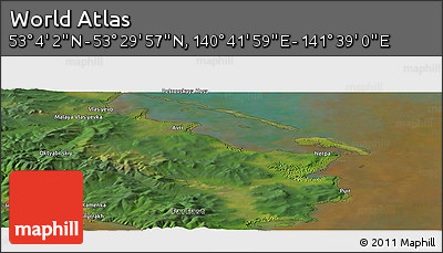 Satellite Panoramic Map of the Area around 53° 17' 0" N, 141° 10' 30" E