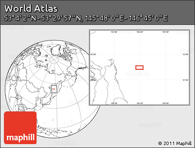 Blank Location Map of the Area around 53° 17' 0" N, 146° 16' 30" E